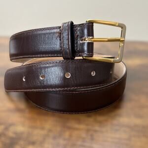 Anderson Little Dress Belt 34 Mens Brown Full Grain Leather Gold Tone Buckle USA